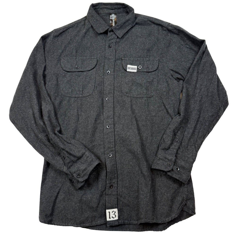 Burnside‎ BrewDog Mens Gray Flannel Button Down Shirt Size M B8200 Long Sleeve